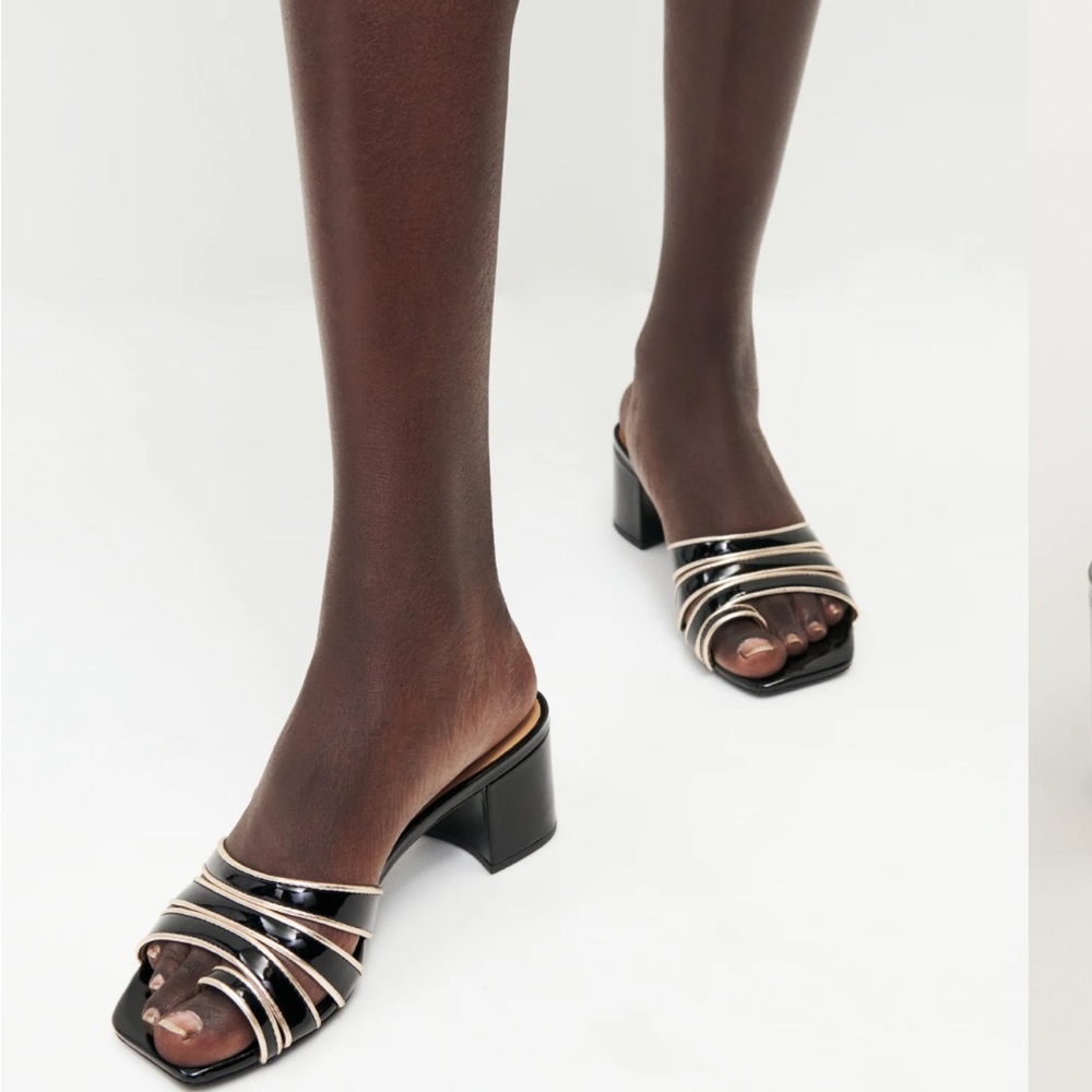 Reformation black Lily Piped Sandal size 9.5